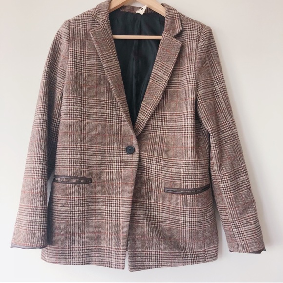 Jackets & Blazers - Chic Classic Vintage Brown Plaid Blazer / Jacket